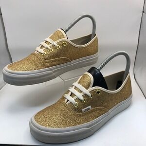 Vans Authentic Gold Glitter Low Top Sneakers Womens 7.5 Mens 6.0 721278